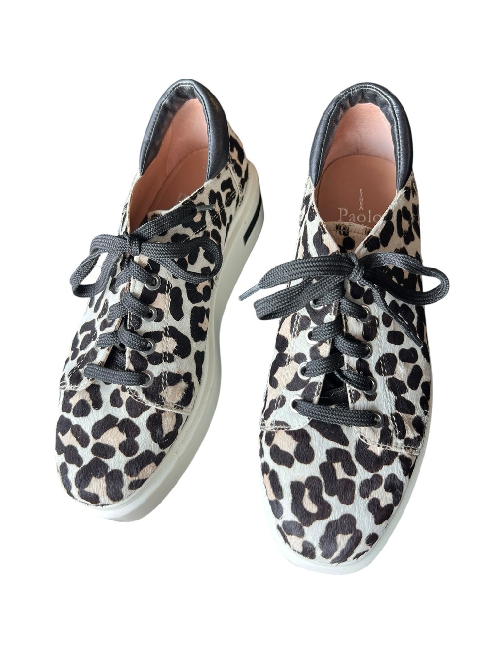 Paolo Leopard-Print Black & White Lace-Up Sneakers